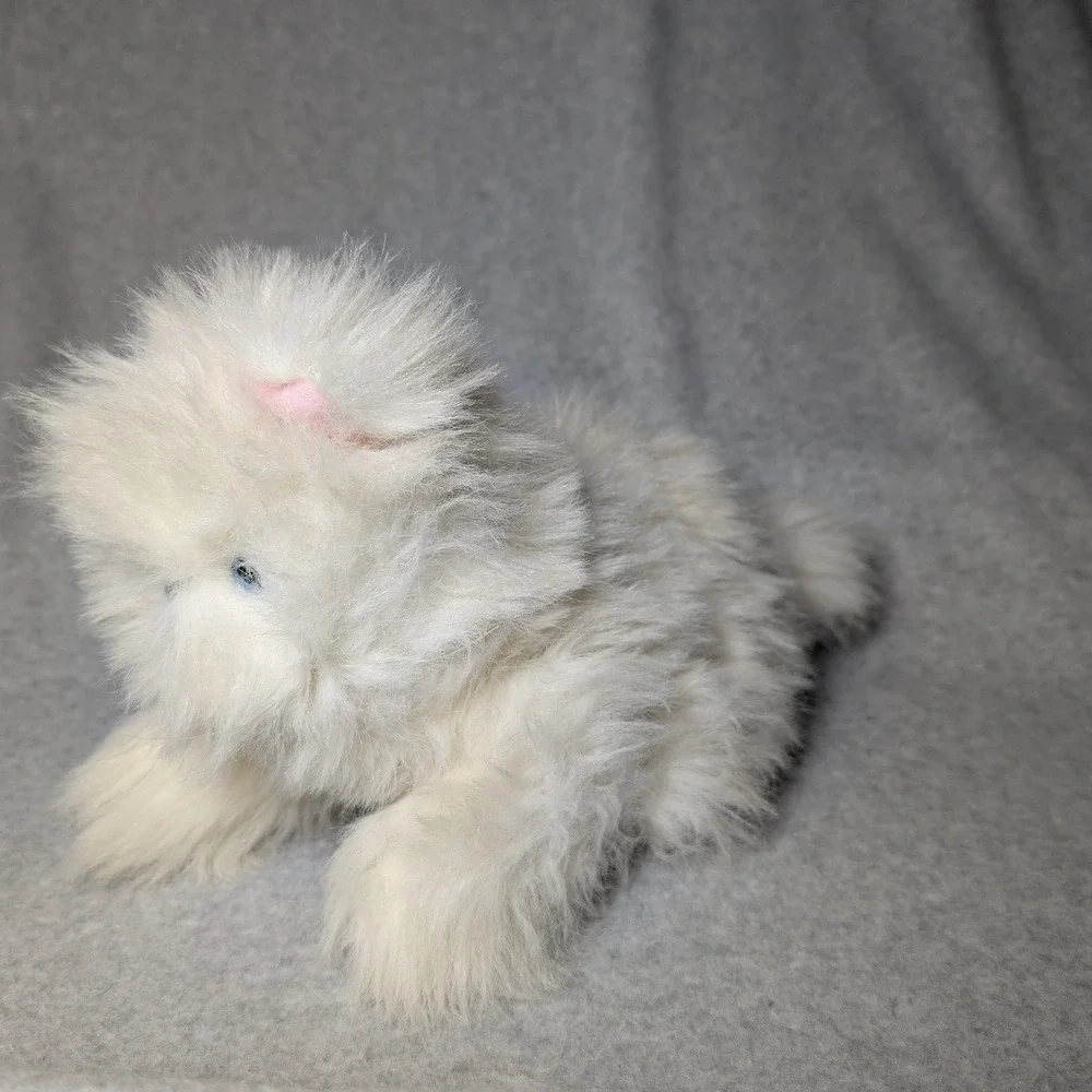 Animal Express Plush Cat Unisex OS White Excellent 1978 Vintage Long Hair Fluffy